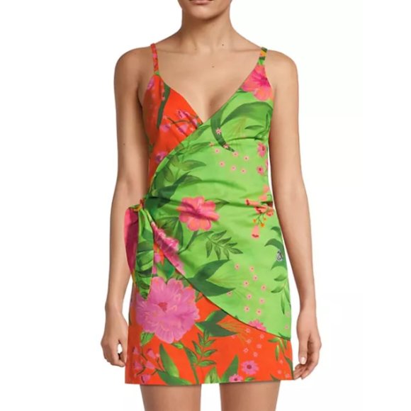 FARM Rio 'Romantic Garden' Wrap Cover-Up Mini Dress, Multicolor - Picture 3 of 6